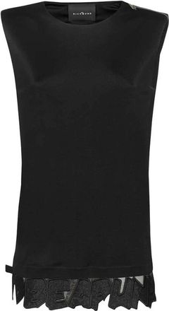 John Richmond Mouwloze Top met Rits en Decoratieve Rand - Dames - Tops zonder mouwen - Zwart - M - Tops