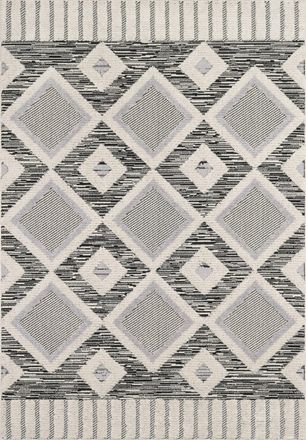 Nazar Rugs Alfombra negra y antracita con dise&ntilde;o en relieve - 80x150