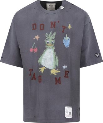 Miharayasuhiro Black Doodle Distressed Printed Cotton T-Shirt