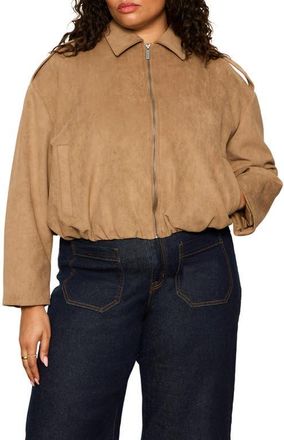 Sanctuary Takeoff Faux Suede Jacket in Almond at Nordstrom, Size 1X
