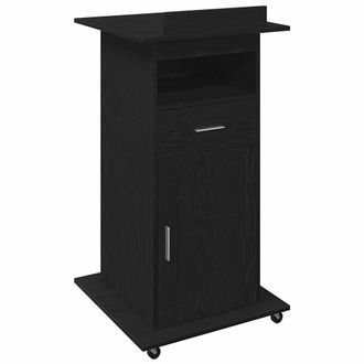 vidaXL Vidaxl - Podio Con Ruota Rovere Nero 55 X 55 X 107 Cm Legno Multistrato
