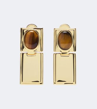 D&eacute;hanche D&eacute;hanche Pendientes Signet Stone chapados en oro de 18 ct