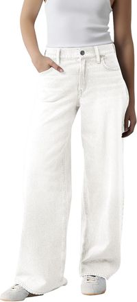 Generic Wide Leg Jeans For Women UK Elasticated High Waist Flare Denim Trousers Baggy Stretch Straight Leg Jeans Loosefit Y2K Slim Fit Boyfriend Denim Pants B