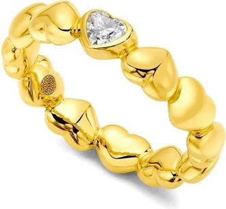 Buddha Mama Anello Puffy Heart in oro giallo 22kt con diamanti