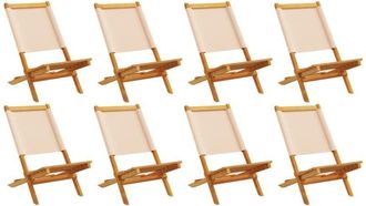 vidaXL Vidaxl - Folding Garden Chairs 8 pcs Beige Fabric and Solid Wood