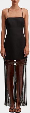 Ever New Rayna Macram&eacute; Fringe Maxi Dress in Black at Nordstrom, Size 14