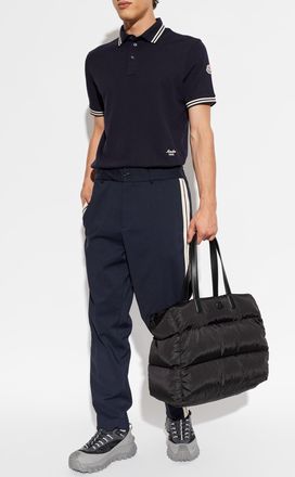 Moncler Polo With Embroidered Logo, Mens, Navy Blue