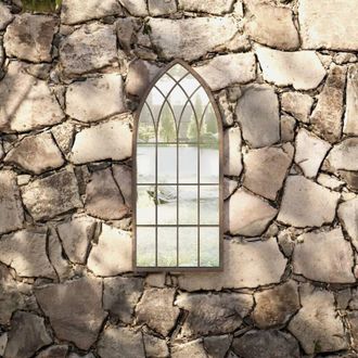 vidaXL vidaXL Specchio da Giardino Sabbia 70x30 cm in Ferro per Uso Esterno