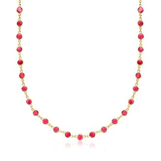 Ross-Simons Bezel-Set Ruby Necklace in 18kt Gold Over Sterling