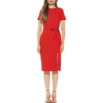 Alexia Admor Zyra Short Sleeve Tie Waist Sheath Dress in Red at Nordstrom Rack, Size X-Small