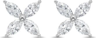 Diana M. Jewels 14kt White Gold 2.00 cts Lab Grown Marquise Diamond Flower Stud Earrings