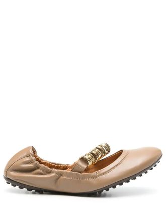 Tod's Metallic Rings Strap Nappa Leather Ballerinas Shoes