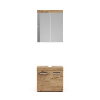 Vicco Conjunto De Muebles De Ba&ntilde;o Luna, Roble Wotan, 2 Partes