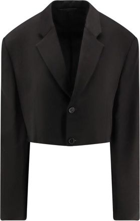 Balenciaga Zwart Klassiek Rever Crop Fit Kleding - Dames - Blazers - Zwart - S - Wol - Jassen