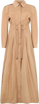 Alberta Ferretti Kleedjes, Dames, Beige, L, Polyester, Elegante Lange Jas