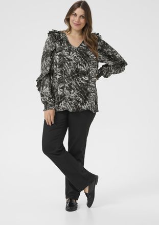 Kaffe Curve Blouse met lange mouwen KCalicia Blouse met lange mouwen Regular fit black darkgrey