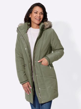 Casual Looks Steppjacke CASUAL LOOKS, Damen, Gr. 20, gr&uuml;n (khaki), 100% Polyester, unifarben, Jacken Steppjacke
