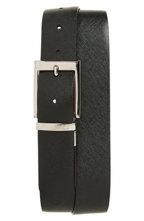 Canali Reversible Leather Belt in Black at Nordstrom, Size 34