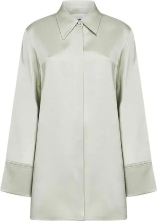 Jil Sander Overhemden, Dames, Groen, S, Shirt met verborgen knopen en puntkraag