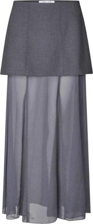 Sams&oslash;e & Sams&oslash;e Gelaagde Maxirok - Dames - Maxi Rokken - Blauw - M - Polyester - Rokken