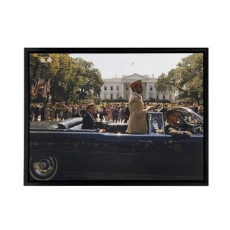 Artery8 JFK Kennedy Emperor Haile Selassie Parade Framed Canvas Wall Art Print | Size: W24 x H32