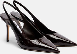 Jimmy Choo London Love croc-effect leather slingback pumps