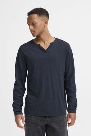 Blend T-Shirt BLEND BHIVALDE SPILT NCK L/S TEE, Herren, Gr. XXL, grau (salute), Single Jersey, Obermaterial: 100% Baumwolle, unifarben, regular fit, V-Aussc