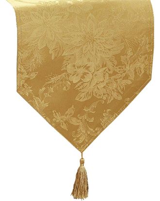 Elrene Poinsettia Elegance Jacquard Holiday Table Runner