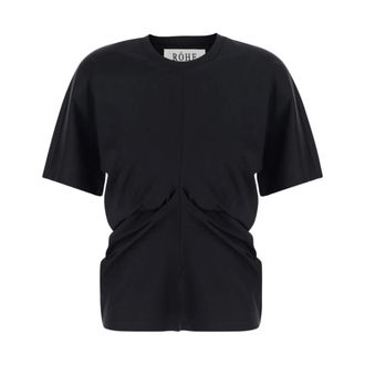 R&oacute;he Draped T-shirt - Dames - Tops - Zwart - Maat: S Katoen
