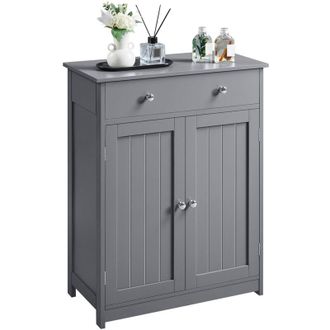 Yaheetech Yaheetech - Armadietto da Bagno Mobiletto Salvaspazio a Terra per Bagno Cucina Camera da Letto Ufficio con 2 Ante e 1 Cassetto 60 x 30 x 80 cm Grigio