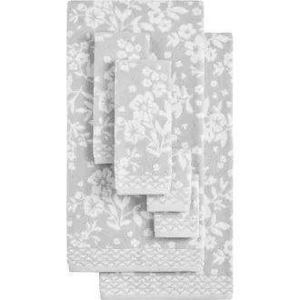 Lucky Brand Folk Floral 6-Piece Assorted Towels in Glacier Grey at Nordstrom Rack