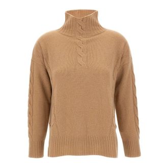 KANGRA Gebreide trui met hoge hals - Dames - Coltruien - Bruin - M - Wol - Truien & Vesten