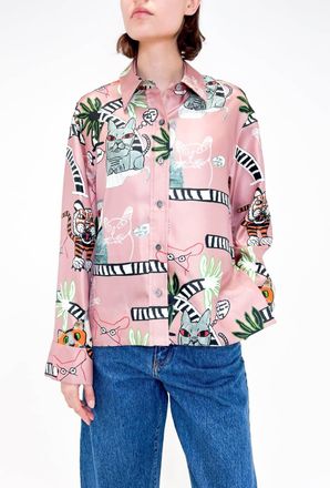 Odeeh Cats & Tigers Blouse In Blush