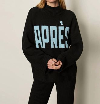 Sanctuary Apres Intarsia Mock Neck Sweater In Black/aquamarine