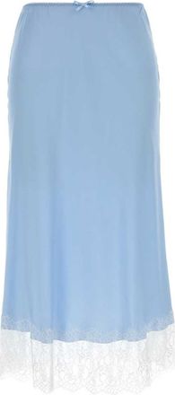 Moschino Light Blue Lace Hem Midi Skirt