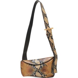 Alexander McQueen T-Bar Sling Python Embossed Leather Crossbody Bag in Brown/Gold at Nordstrom Rack