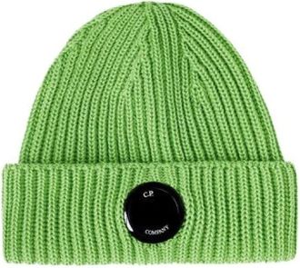C.P. Company Geribbelde Gebreide Beanie - Heren - Hoeden - Groen - ONE Size - Wol - Accessoires