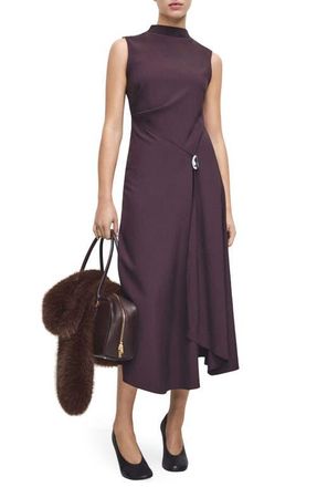 Mango Mock Neck Midi Dress in Wine at Nordstrom, Size 8