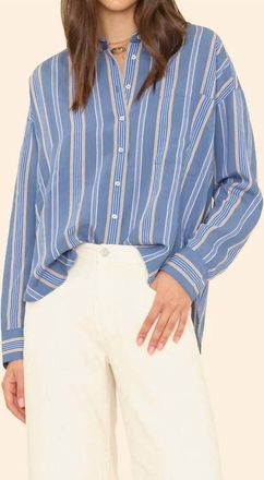 Xirena Jordy Shirt In Navy Blue Stripe