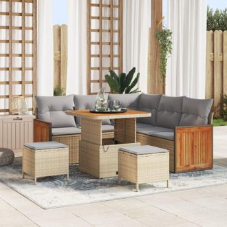 vidaXL Conjunto De Sof&aacute; De Jard&iacute;n 8 Pcs Beige Y Gris Claro Vidaxl