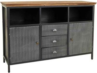 Wanderlust Deco Aparador de metal y madera negro 121,5x36x82,5