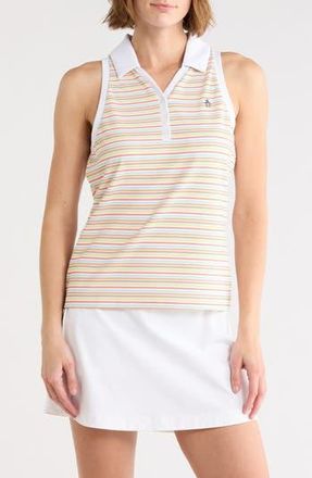 Original Penguin Stripe Sleeveless Golf Knit Polo in Bright White at Nordstrom Rack, Size X-Small