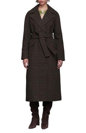 Avec Les Filles Plaid Belted Coat in Navy-Brown Plaid at Nordstrom Rack, Size Xx-Large