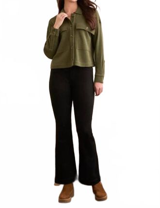Tribal Brushed Waffle Knit Shacket In Heather Spruce