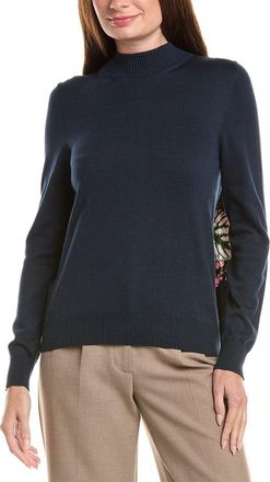 Oscar De La Renta Oscar De La Renta Pleated Jersey Inset Sweater