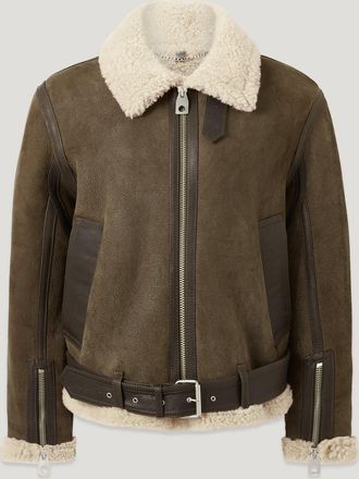 Belstaff Erskine Biker Jacket Womens Elevated Shearling Light Brown / Natural Size XS