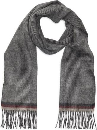 Nordstrom Plaid Cashmere Scarf in Charcoal at Nordstrom