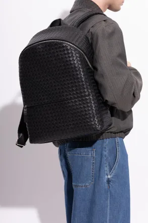Bottega Veneta Intrecciato 1975 Backpack, Mens, Black