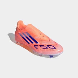 adidas Fussballschuh ADIDAS PERFORMANCE F50 LEAGUE LACELESS FIRM/MULTI-GROUND BOOTS, Gr. 47, beam orange, lucid blau, cloud wei&szlig;, Synthetik, Textil, Schuhe F