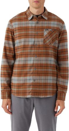 O'Neill Redmond Plaid Stretch Flannel Button-Up Shirt in Medium Brown at Nordstrom, Size Xx-Large